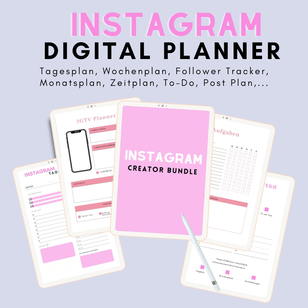 Instagram Creator Planner – 15-seitiges Digital Bundle für Creator