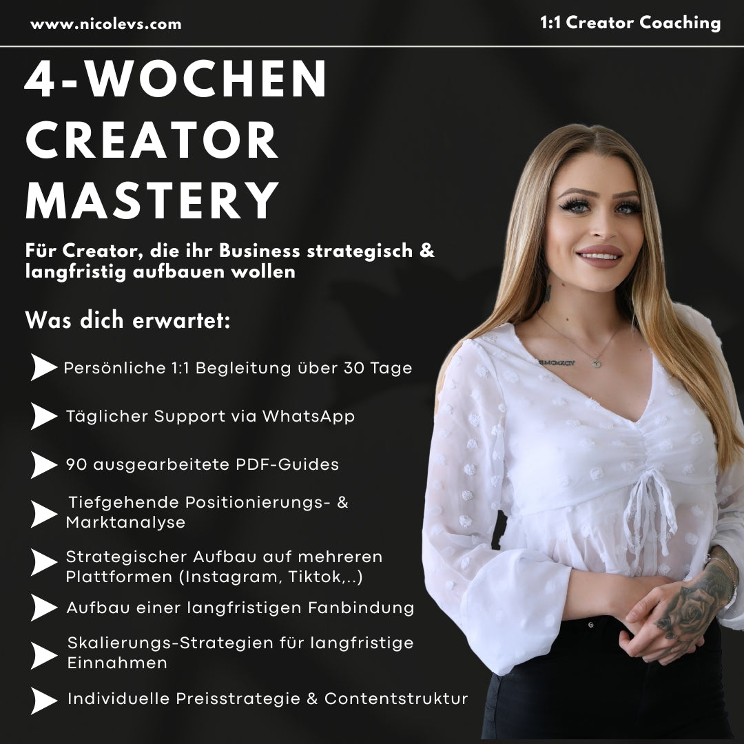 4-Wochen Creator Mastery – 1:1 Premium Coaching